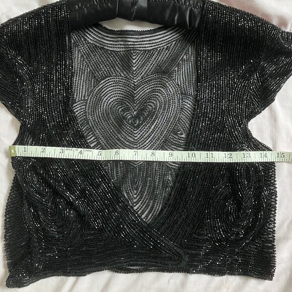 BLACK FULLY BEADED BOLERO / SHRUG - Picture 11 of 11